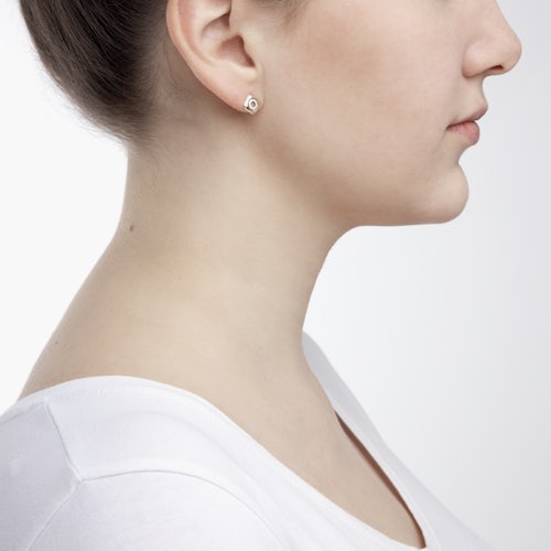 Kolczyki kwadraty Savicki: dwukolorowe złoto, diamenty